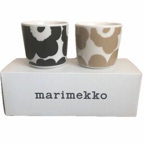 マリメッコ marimekko ラテマグ ウニッコ　ペアカップ　ブラック&ベージュ
