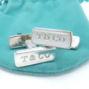 [ free shipping ] Tiffany&Co. Vintage Tiffany T&CO Logo silver cuffs links SV925 1837 suit men's HE72