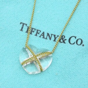 【送料無料】 未使用 Tiffany&Co. ティファニー イエロー ゴールド クリスタル ハート クロス チェーン ネックレス 750 K18 HE44