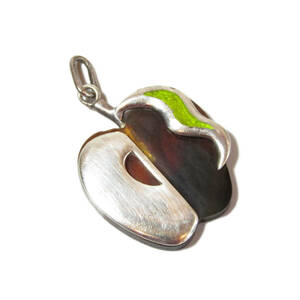 ★Vintage apple motif silver × enamel pendant top