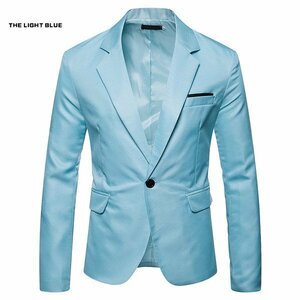 L ライトブルー テーラード ジャケット メンズ レギュラー 全8色 紳士服 ビジネス スーツ カジュアル コスプレ用 パーティー