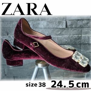 Zara zara trf * плоские ремешки насосы с велюром Bijoux 24,5 см