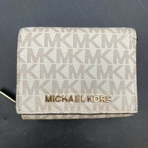 G0117I55 美品 MICHAEL KORS マイケルコース MKロゴ 3つ折り財布 ホワイト ブランド小物 財布 レディース