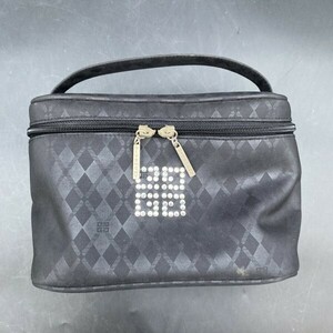 一円スタート！ G0112F58 GIVENCHY ジバンシィ ジバンシー バニティバッグ ブラック アーガイル柄 チェック柄 ボックス型 ロゴ 