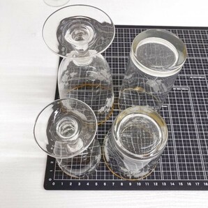 G0720 ガラス食器7点セット ワイングラス コップ ロックグラス ガラス製 葡萄 金彩 中古・キズ汚れありの画像6