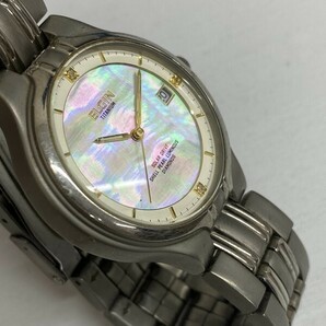 G0620 不動 ELGIN エルジン ソーラー腕時計 チタニウム ＦＫ-1066-Ｃ シェル文字盤 中古 SHELL PEARL パール ダイヤの画像7