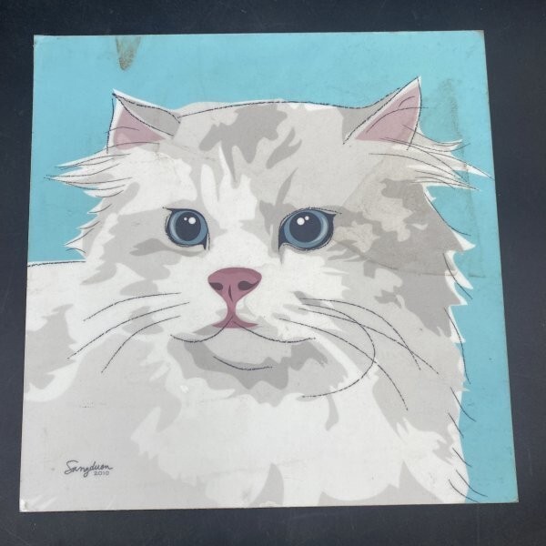 G1125 1日元起！猫, 裱框艺术画框, 约19平方厘米, 没用过, 存储项目, 层压, 打印, 每只 20 厘米, 肮脏的, 艺术品, 绘画, 其他的