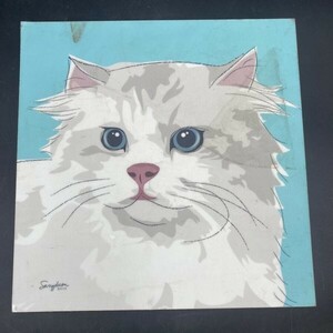 Art hand Auction G1125 Starting at 1 yen! Cat, framed art frame, approx. 19 cm square, unused, stored item, laminated, printed, 20 cm each, dirty, Artwork, Painting, others