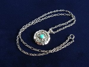 DENMARK デンマーク★GEORG JENSEN ジョージ ジェンセン SILVER 925 シルバー 銀製 ターコイズ ペンダント + シルバー ネックレス/USED