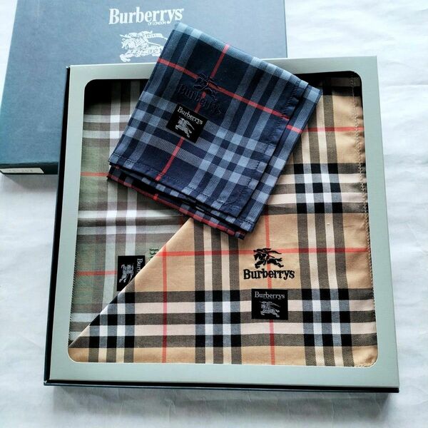 ハンカチ バーバリー 　BURBERRYメンズハンカチセット　Burberrys 王道のデザイン新品未使用品 お礼お返し 