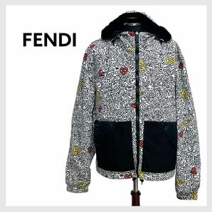 定価283,000円 FENDI フェンディ ミスター・ドゥードゥル コラボ 総柄 ロゴ リバーシブル ウィンドブレーカー メンズ FAA799 AEM0の画像1