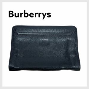 burberrys バーバリーズ オールド ヴィンテージ ホースマーク ロゴ刻印 ノバチェック柄 レザー クラッチバッグ セカンドバッグ