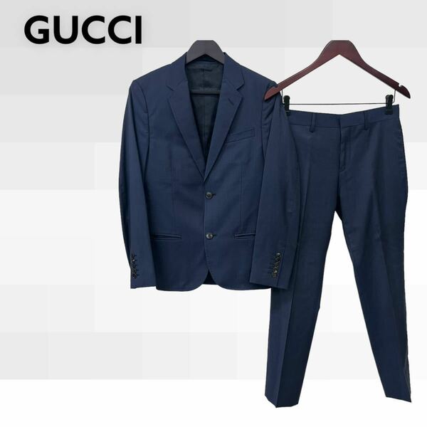 高級 GUCCI グッチ ウール ストライプ 2B シングルテーラードジャケット＆スラックスパンツ セットアップスーツ メンズ 353236