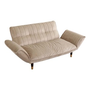  adult lovely interior velour couch sofa 2 seater .[Chammy - tea mi--]SH-07-OKBA2P-BEBK beige & black 