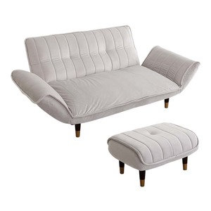  adult lovely interior velour couch sofa 2 seater .+ ottoman set [Chammy - tea mi--]SH-07-OKBA2P-S-GYBK gray & black 
