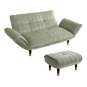  adult lovely interior velour couch sofa 2 seater .+ ottoman set [Chammy - tea mi--]SH-07-OKBA2P-S-GEBK green & black 