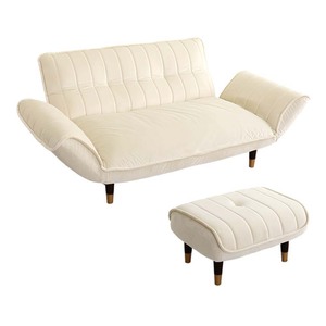  adult lovely interior velour couch sofa 2 seater .+ ottoman set [Chammy - tea mi--]SH-07-OKBA2P-S-WHBK white & black 