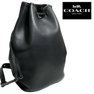 1円〜《極上品》OLD COACH オールドコーチ レザーショルダーバッグ 巾着 西口修平 9929 アメリカ製 ブラック 黒 大容量 メンズ レディース