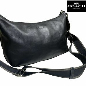 1円〜《極上品》COACH コーチ ショルダーバッグ クロスボディバッグ 斜め掛け レザー 本革 F70559 メンズ ブラック 黒の画像1