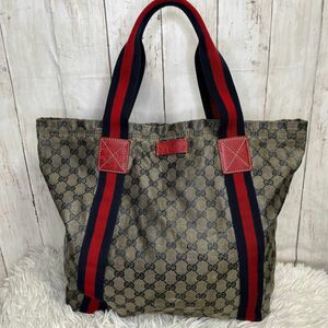 GUCCI シェリーライン　クリスタル　GG柄　ネイビー　赤　紺　トートバッグ