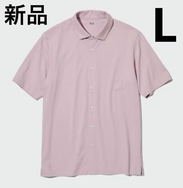 新品　ユニクロ　エアリズムポロシャツ（フルオープン・半袖）Lサイズ　10ピンク