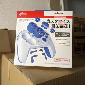 【連射/背面ボタン搭載】Switch　ジャイロコントローラー PRO 無線タイプ 　ホワイト・ブルー