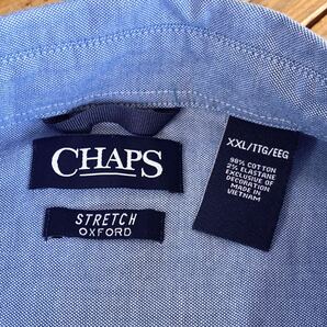 新品 チャプス CHAPS ボタンダウンシャツ メンズ XXLサイズ 長袖 ワンポイント 胸ポケ アメカジ スーツ ブルー タグ付き未使用品 T2376の画像4