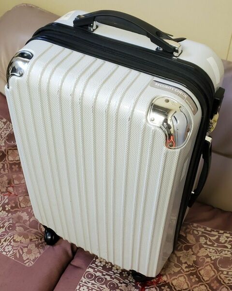 ホワイト系　キャリーバッグ　Mサイズ　スーツケース　3～5日泊用　トラベルバッグ