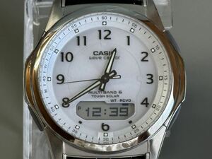 1円〜◇カシオ CASIO ウェーブセプター マルチバンド6 ソーラー電波時計 WVA-M630 アナデジ 白文字盤 メンズ腕時計 稼働品