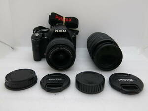ASAHI PENTAX K-m デジタルカメラ SMC PENTAX-DAL 1:3.5-5.6 18-55mm AL / 1:4-5.8 55-300mm ED 【ANN010】　　 