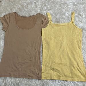 No120 unused lady's inner * short sleeves tops camisole 2 pieces set 