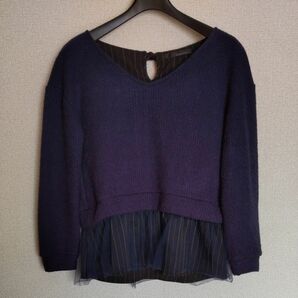 レディーストップス ニット 重ね着風カットソー 長袖 M mysty woman