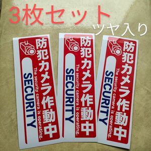 防犯グッズ　防犯カメラ防犯シール　監視野外　屋内　ダミーシール　防犯ステッカー　警告警備24時間　防水　セキュリティカメラ縦長形赤