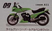 ⑨GPZ900R 1998年 A11 ライムグリーン×パールアルペンホワイト　ヴインテージバイクキットVol.9　1/24　エフトイズ　F-toys _画像1