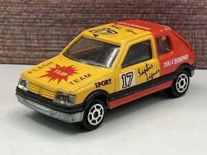 即決有★MAJORETTE マジョレット PEUGEOT 205 GTI プジョー 黄x赤★ミニカー