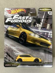 即決有★HW hotwheels ホットウィール FAST & FURIOUS Honda Civic ホンダ シビック EG EG6 ワイルドスピード イエロー★ミニカー