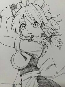 Art hand Auction Hand-drawn illustration Touhou Project Touhou Monochrome Sakuya Izayoi Hand-drawn, comics, anime goods, hand drawn illustration