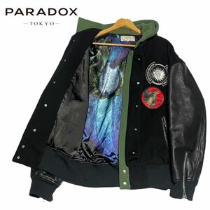 PARADOX パラドックス レザー切り替えブルゾン スタジャン パーカー 刺繍