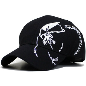 帽子 メンズ キャップ レディース CAP スカル デザイン コットンキャップ ドクロ 刺繍 ブラック