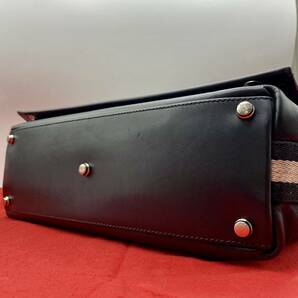 極美品 A4収納 BALLY バリー メンズ ビジネス トートバッグ ハンド ショルダー Bロゴ レザー 本革 書類 鞄 通勤 ブラック 黒 トレスポの画像5