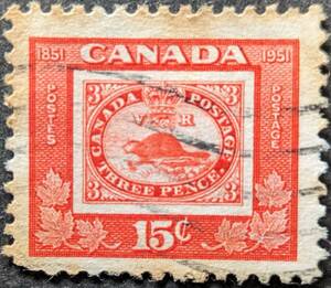 【外国切手】 カナダ 1951年09月24日 発行 カナダ切手100周年記念 消印付き