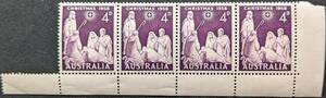 【外国切手】 オーストラリア 1958年11月05日 発行 クリスマス 4連刷 未使用