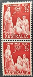 【外国切手】 オーストラリア 1958年11月05日 発行 クリスマス 2連刷 未使用