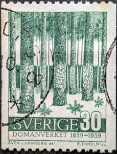【外国切手】 スウェーデン 1959年09月04日 発行 クラウン森林委員会 消印付き