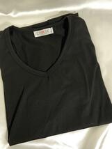 Vネック シャツ 半袖 きれいめ シンプル カットソー レディース Tシャツ 黒 M_画像5