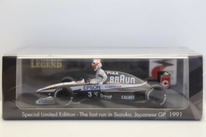 即決！鈴鹿レジェンド スパークモデル 1/43 ブラウン ティレル ホンダ020 日本GP 1991 #3 中嶋 フィギュア　62BDB00