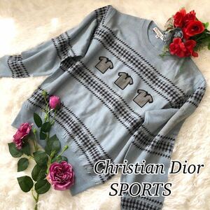 Christian Dior SPORTS クリスチャンディオールスポーツ メンズ 男性 紳士服 セーター ニット 長袖 ブルー 青 グレイッシュブルー Mサイズ