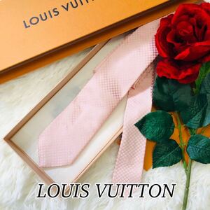 LOUIS VUITTON ルイヴィトン メンズ 男性 紳士 ネクタイ ブランドネクタイ ピンク シンプル ビジネス 結婚式 お祝い 剣先7cm