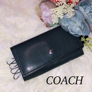 COACH コーチ メンズ 男性 紳士 キーケース ４連キーケース 黒 ブラック シンプル ビジネス フォーマル 大人感 かっこいい