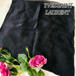 YVES SAINT LAURENT イヴサンローラン 女性 レディース スカーフ ブランドスカーフ YSL ブラック 黒 新品 未使用 新品未使用 100×100cm 